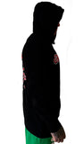 LION HEAD Unisex Long Sleeve Black Red Fleece Hoodie