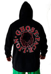 LION HEAD Unisex Long Sleeve Black Red Fleece Hoodie